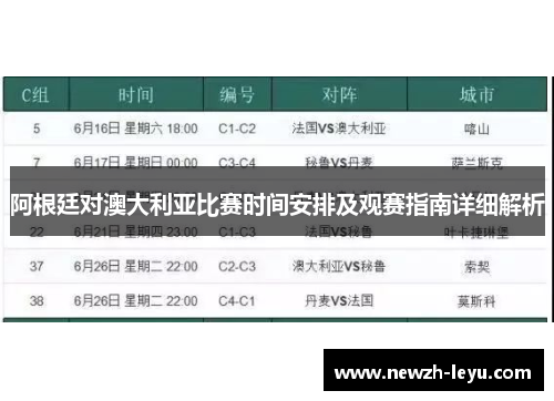 阿根廷对澳大利亚比赛时间安排及观赛指南详细解析