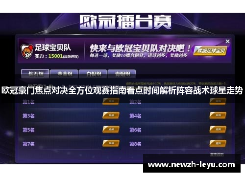 欧冠豪门焦点对决全方位观赛指南看点时间解析阵容战术球星走势 欧冠豪门焦点对决全方位观赛指南看点时间解析阵容战术球星走势