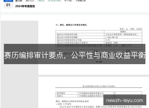赛历编排审计要点，公平性与商业收益平衡